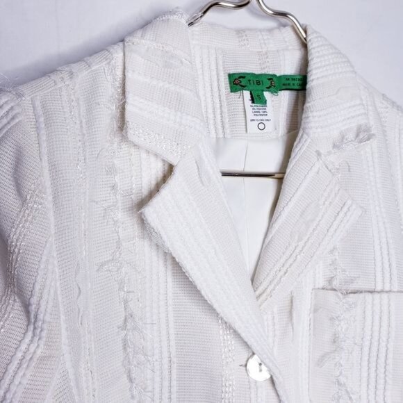Tibi Vintage Green Label Cream Textured Blazer Jacket Women's Size Small - Picture 2 of 11
